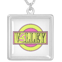 volley logo pink and yellow green personalised necklace