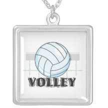 volley volleyball graphic and text necklaces