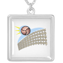 Volleyball Ball & Net Personalized Necklace