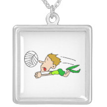 Volleyball boy dive custom necklace