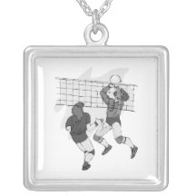 Volleyball Grey Personalised Necklace
