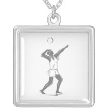 Volleyball Grey Serve Personalised Necklace