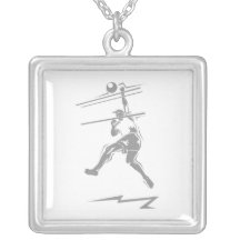 Volleyball Grey Spike Personalized Necklace