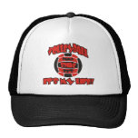 VOLLEYBALL IN RED AND BLACK ON WHITE SHIRT MESH HATS