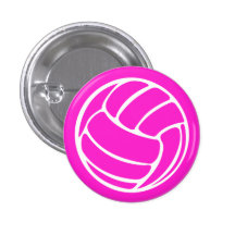 Volleyball Silhouette Button Pink