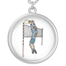 volleyball spike mens volley cartoon graphic necklace