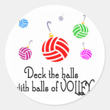 VolleyChick Deck the Halls Round Stickers