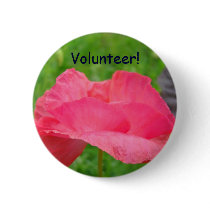 Volunteer! buttons Pink Poppy Flowers
