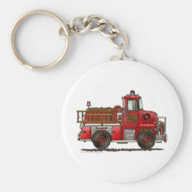 Volunteer Fire Truck Firefighter Keychain