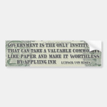 Von Mises on Paper Money Bumper Sticker