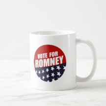 VOTE ROMNEY BUTTON COFFEE MUGS