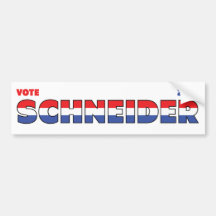 Vote Schneider 2010 Elections Red White and Blue Bumper Stickers