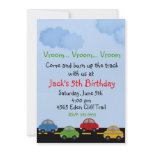 Vroom Vroom Race Cars Birthday Invitations