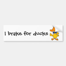 VV- Funny Duck in a Blue Polka Dot Bow Tie Cartoon Bumper Stickers