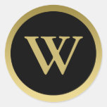 W :: Monogram W Elegant Gold and Black Sticker