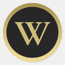 W :: Monogram W Elegant Gold and Black Sticker