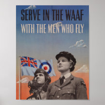 WAAF in Uniform with Pilot Beside Her Poster