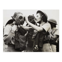 WAAF wearing gas masks Post Cards