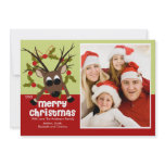 Wacky Reindeer Fun Christmas Flat Photo Card invitations