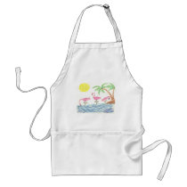 Wading Flamingos Aprons