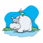 wading hippo and silly bird photo cutouts