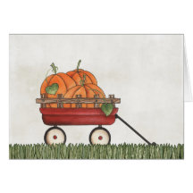 Wagon full of Pumpkins Greeting Cards