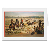 Wagon Train vintage painting Greeting Cards