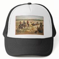 Wagon Train vintage painting Mesh Hat