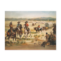 Wagon Train vintage painting Postcards