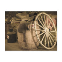 Wagon Wheel And Saddle Postcard