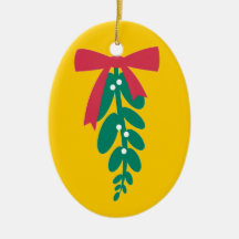 WagToWishes _Mistletoe_Merry Kissmas! (gold) Christmas Ornaments