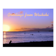 Waikiki Beach Sunset Postcard