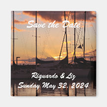 Waikiki Sunset Harbour Save the Date Wedding Magne