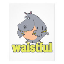 waistful diet hippo pun cartoon measuring waist personalised invites