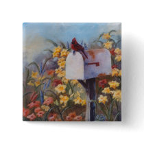Waiting For the Mail Cardinal Button