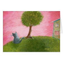 Waiting For Treat Bag Original Art Note Card