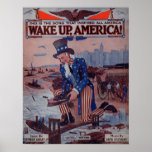 Wake Up, America! Uncle Sam WWI Era Music Poster