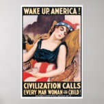 Wake Up America WWI Poster posters