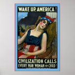 Wake Up~Vintage World War 1 Posters