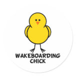 Wakeboarding Chick Round Sticker