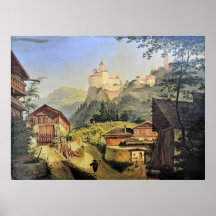 Waldbruck Castle Italy Italian Village Scene Poster