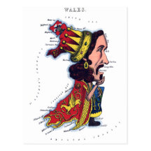 Wales Caricature Map Post Card