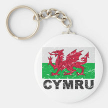 Wales CYMRU Vintage Flag Key Chains