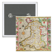 Wales, engraved by Jodocus Hondius Pinback Buttons