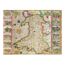 Wales, engraved by Jodocus Hondius Postcards