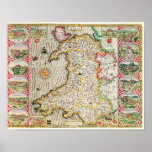 Wales, engraved by Jodocus Hondius posters