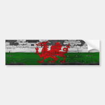 Wales Flag Distressed Bumper Stickers