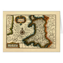 Wales - Historic 17th Century Map of Wales Card