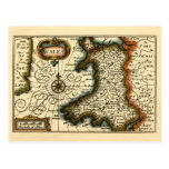 Wales - Historic 17th Century Map of Wales Postcard