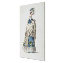 Walking dress, fashion plate from Ackermann's Repo Stretched Canvas Prints